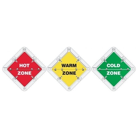 Accuform Hot Zone, Warm Zone, Cold Zone, Aluminum, 13.75 in x 13.75 in, Mounting Holes PSF315